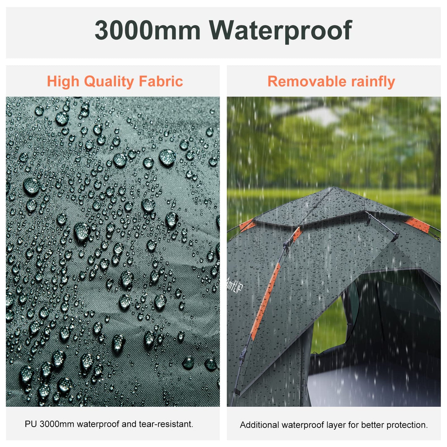 Amflip Camping Tent Automatic 2 Person Instant Tent Pop Up Dome Tent 4 Season Waterproof & Windproof Camping Tent with Detachable Outer Tent for Family Camping