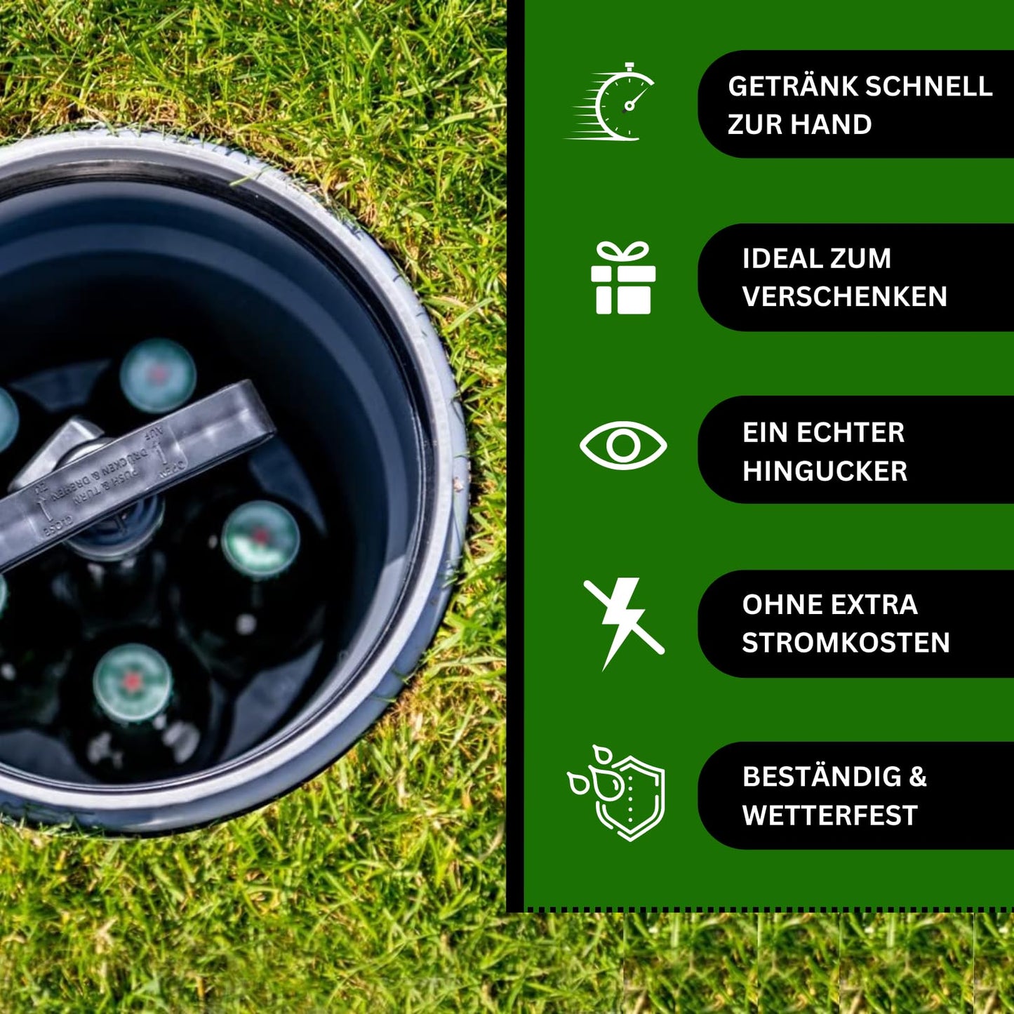 HopfenHöhle - The Original! (No elevator) I Outdoor Ground Beer Cooler I Up to 15 Different Bottles (0.33/0.5 l) I Easy Installation I Robust Materials I Incl. Game