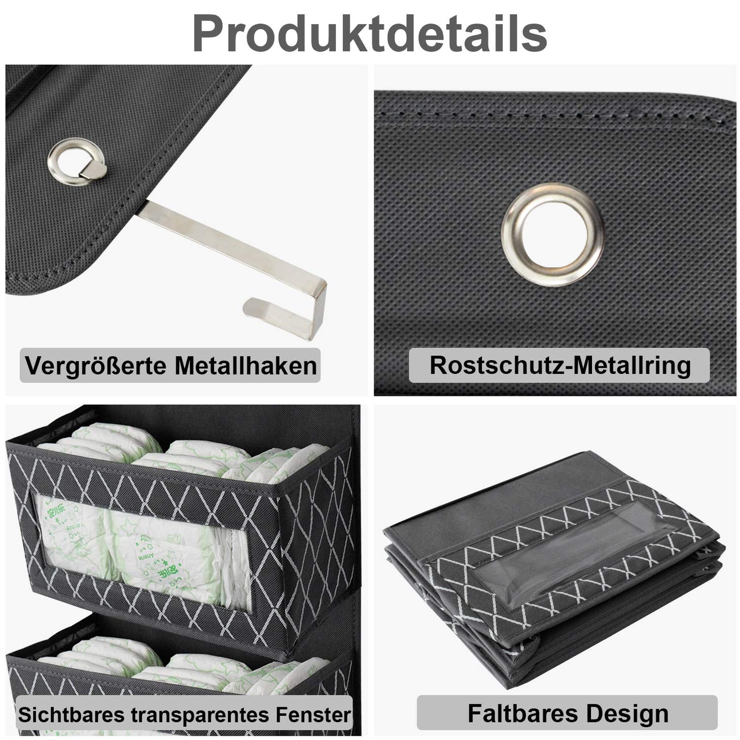 VERONLY Hanging Organizer Door Organizer Hanging Bathroom, Hanging Storage with 5 Large Pockets with Window and 2 Metal Hooks, Hanging Shelf for Nursery Bedroom Office Bathroom