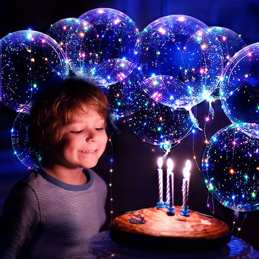 10 Pack Glow in the Dark Balloons, LED Balloons Colorful Transparent Balloon, Bobo balloon with fairy lights