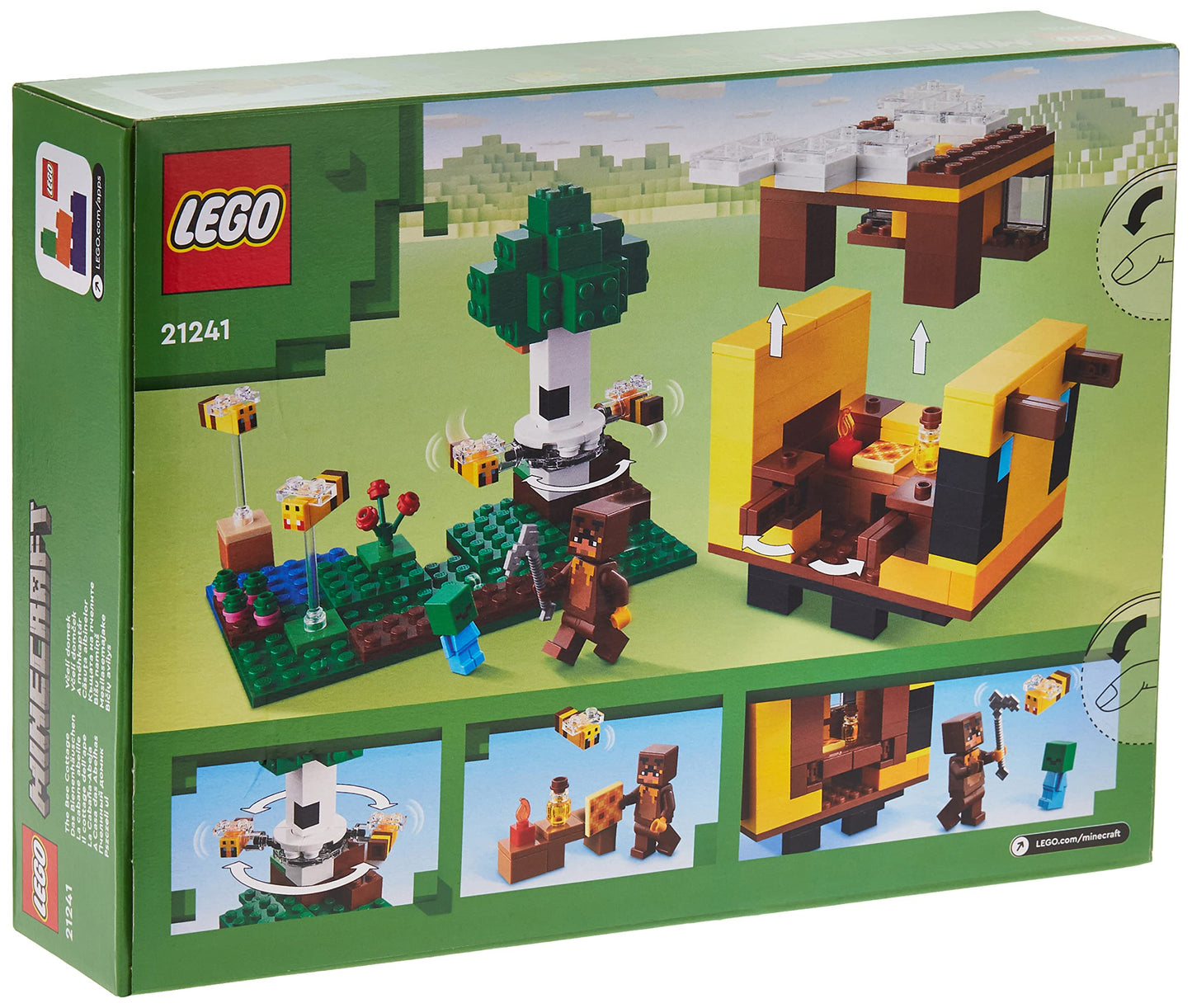 LEGO 21241 Minecraft The Bee Farm, Easter gift farm toy with buildable house & 21179 Minecraft The Mushroom House, toy for ages 8+, gift with figures of Alex, Mooshroom & Spider Jockey.