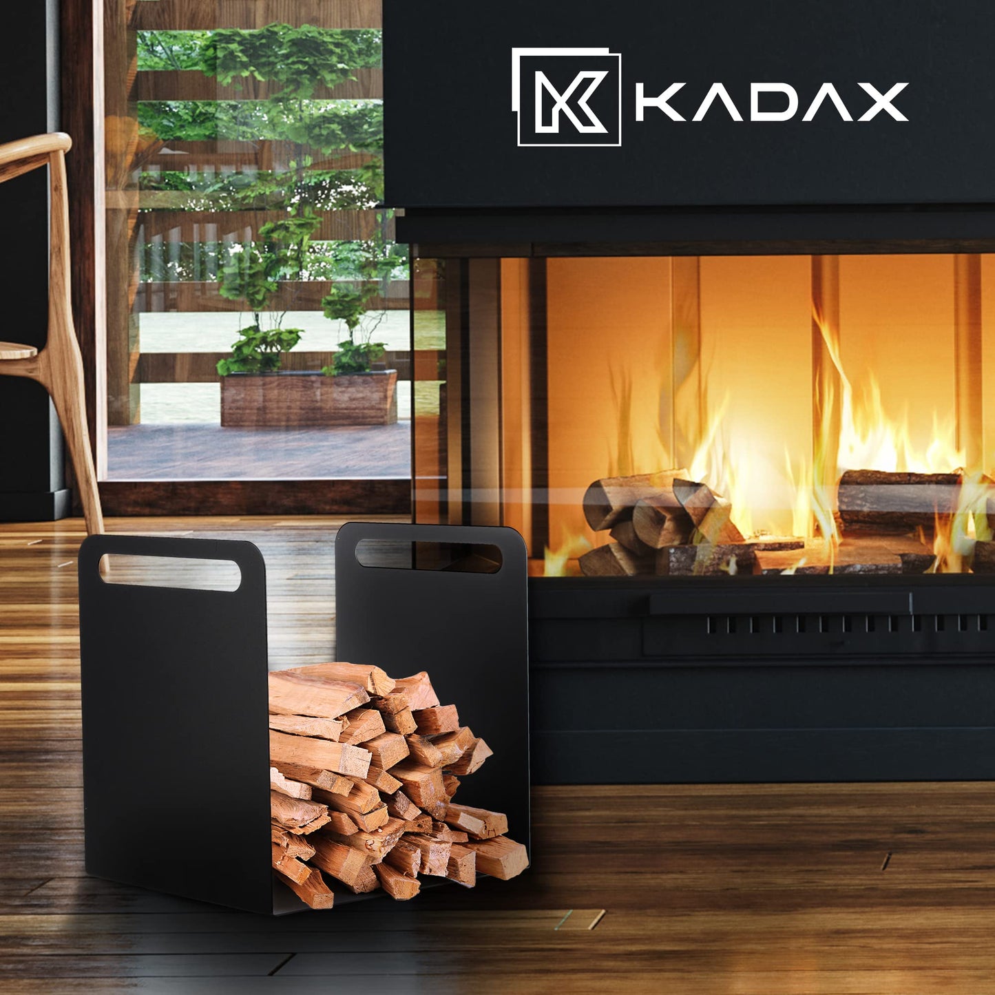 KADAX firewood rack, firewood holder made of sturdy steel, black firewood storage, powder-coated log rack in various patterns (36 x 30 x 36 cm)