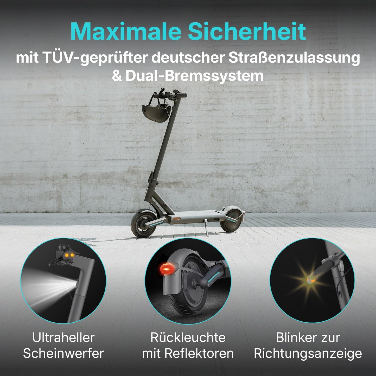 Odys Ultron i75 E-Scooter with German road approval & dual full suspension (max. 20km/h, up to 75km range, up to 25% incline, 10" air tires, max. 120kg weight capacity, display & app, foldable)