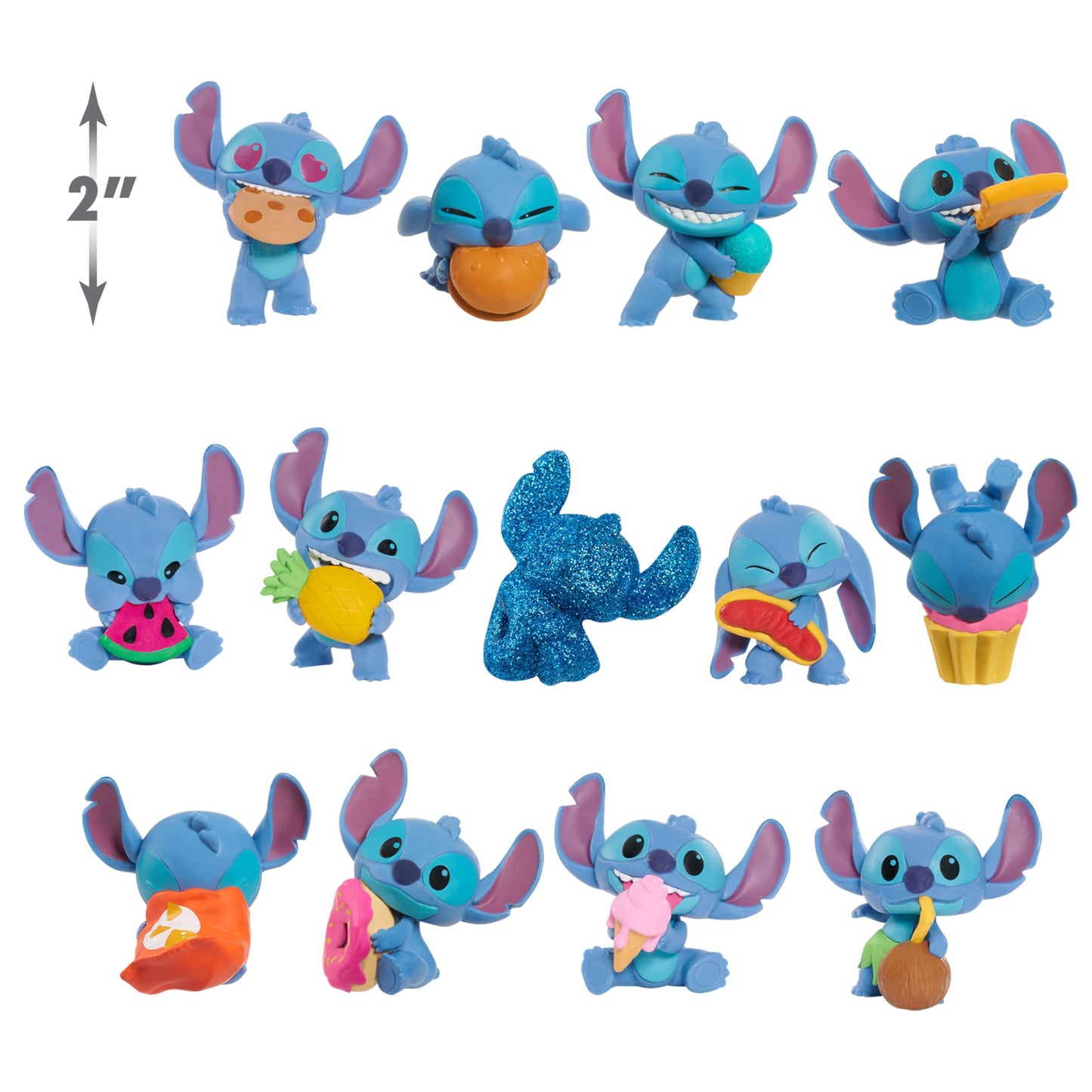 Just Play Disney Stitch Minifigures for Collecting, Surprise Pack & Disney Stitch Feed Me Series, Capsule with Mini Figures, 5 cm tall collectible figures, Kids' toy for ages 3+, 6.35 inches