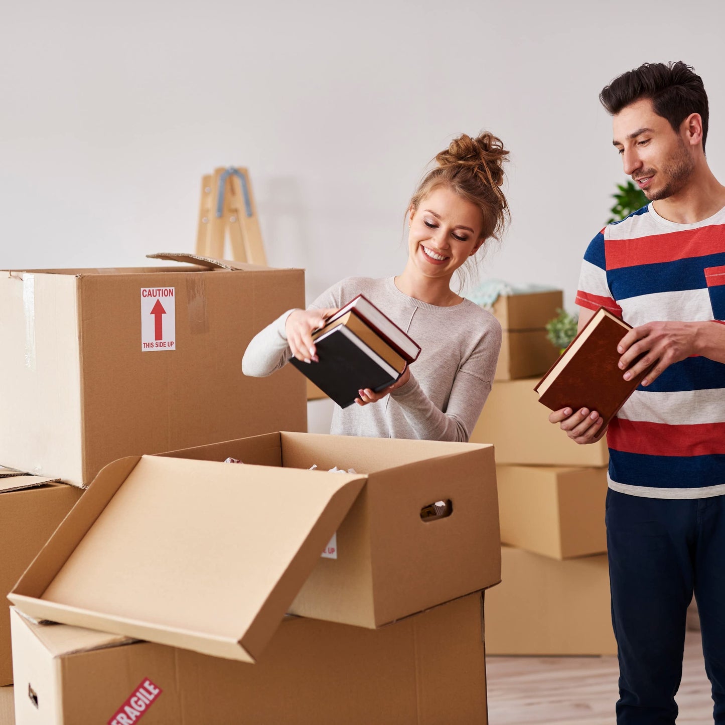 IDEA HOME 6-piece set moving box Movebox Archive box Storage box Made of cardboard with lid Very sturdy packing box with a load capacity of 30 kg Size: 431x333x294mm, Brown
