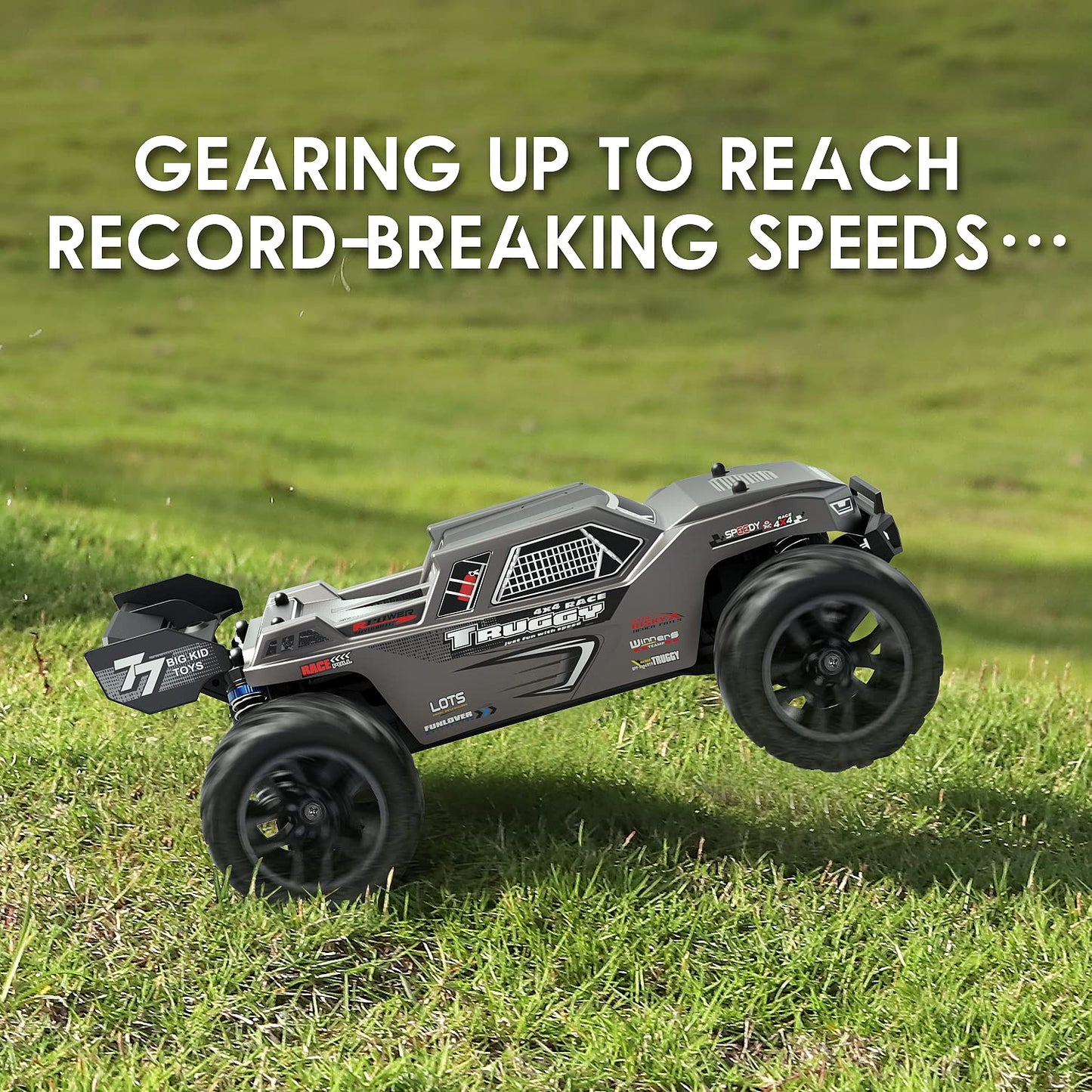 HAIBOXING Remote Control Car, 1:18 RC Cars 36 km/h Hobby RC Car with Lights, 2.4 GHz Waterproof 4WD Off-Road Outdoor Indoor Vehicle, 2 Battery Long Running Time (18868)