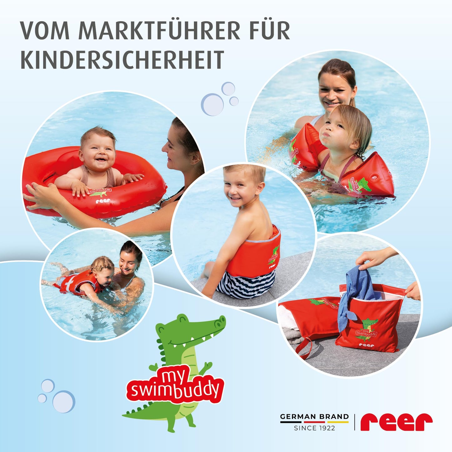reer myswimbuddy swimming belt | flotation device for children and toddlers | adjustable for a secure fit | helps kids learn to swim safely | for 15-30kg