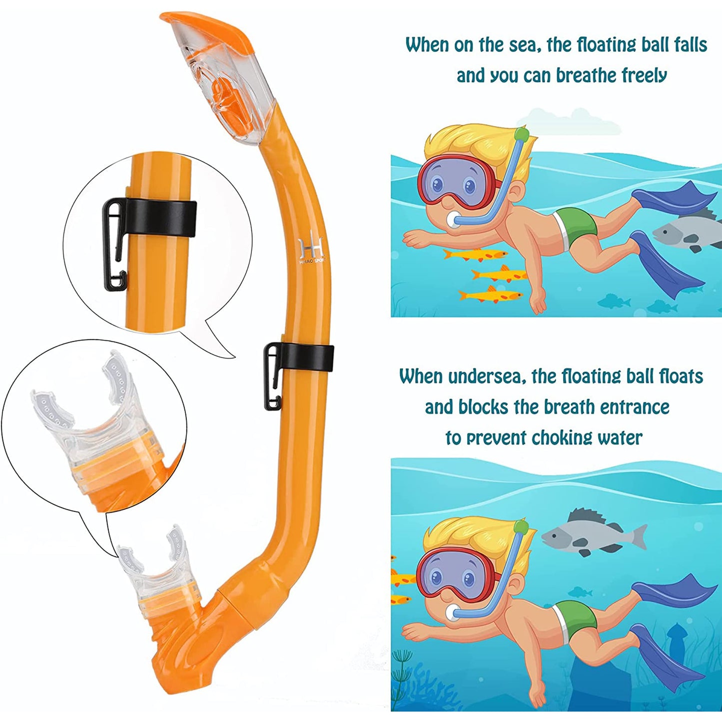 HH HHAO SPORT Snorkel Set for Kids with Fins