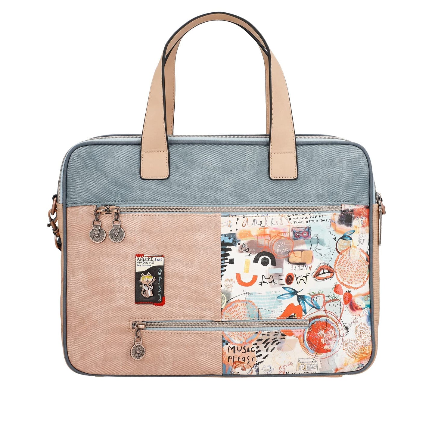 Anekke document bag collection Fun&Music made of faux leather with 2 handles and shoulder strap Dimensions 40 x 30 x 9 cm