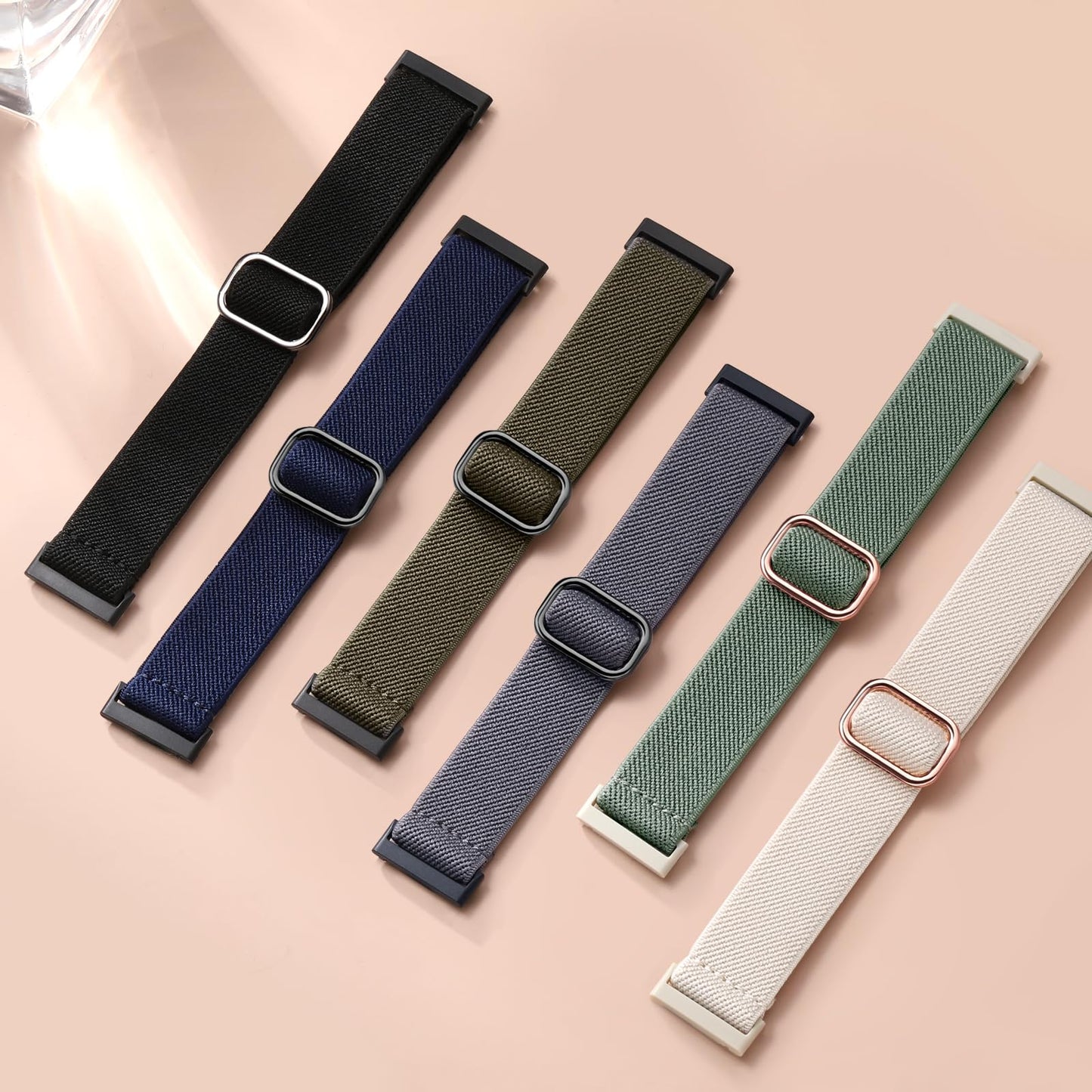 IMIVIO 6 Pieces Compatible with Fitbit Versa 3 Band/Fitbit Versa 4 Band/Fitbit Sense/Fitbit Sense 2 Bands, Soft Elastic Replacement Nylon Sport Band for Women Men, Dark