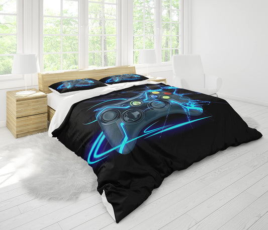 SHUAIG Bedding Sets Children's Gamepad, Bedding Set Boys Gamepad Bedding Set 3D Effect Gamepad Print Microfiber Duvet Cover and Pillowcase 50x75cm. (New Gamepad, 135x200cm)