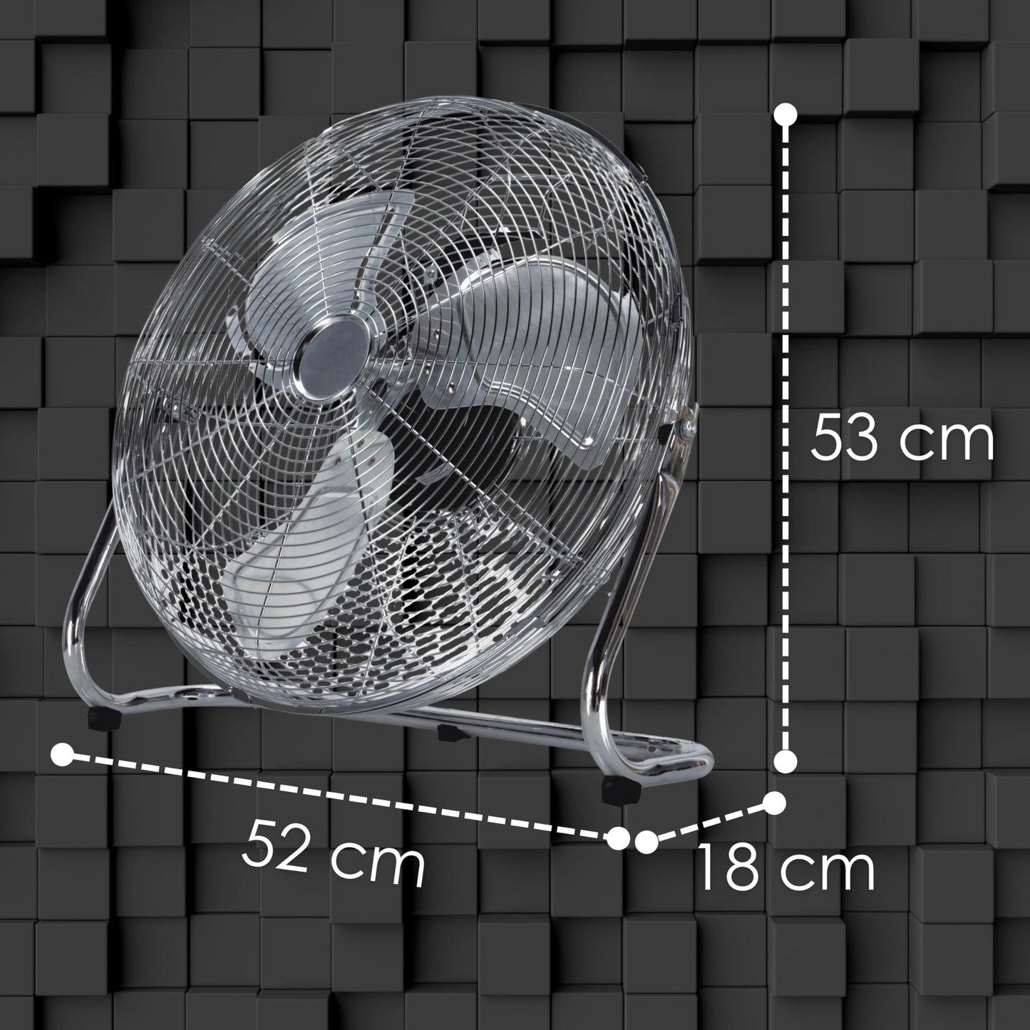 Echo's floor fan | Ø46 cm | 102 m³/min air flow | 1,250 rpm | 3 speed levels | Power wind machine | Air cooler | Standing fan | Room cooler | Fan (full metal)