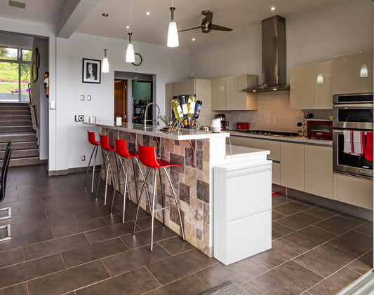 ARREGUI Top CR621-B steel recycling system with storage box and lid | 4 compartments kitchen trash can | 4x17 L (68 L) | Removable inner buckets with handle | white