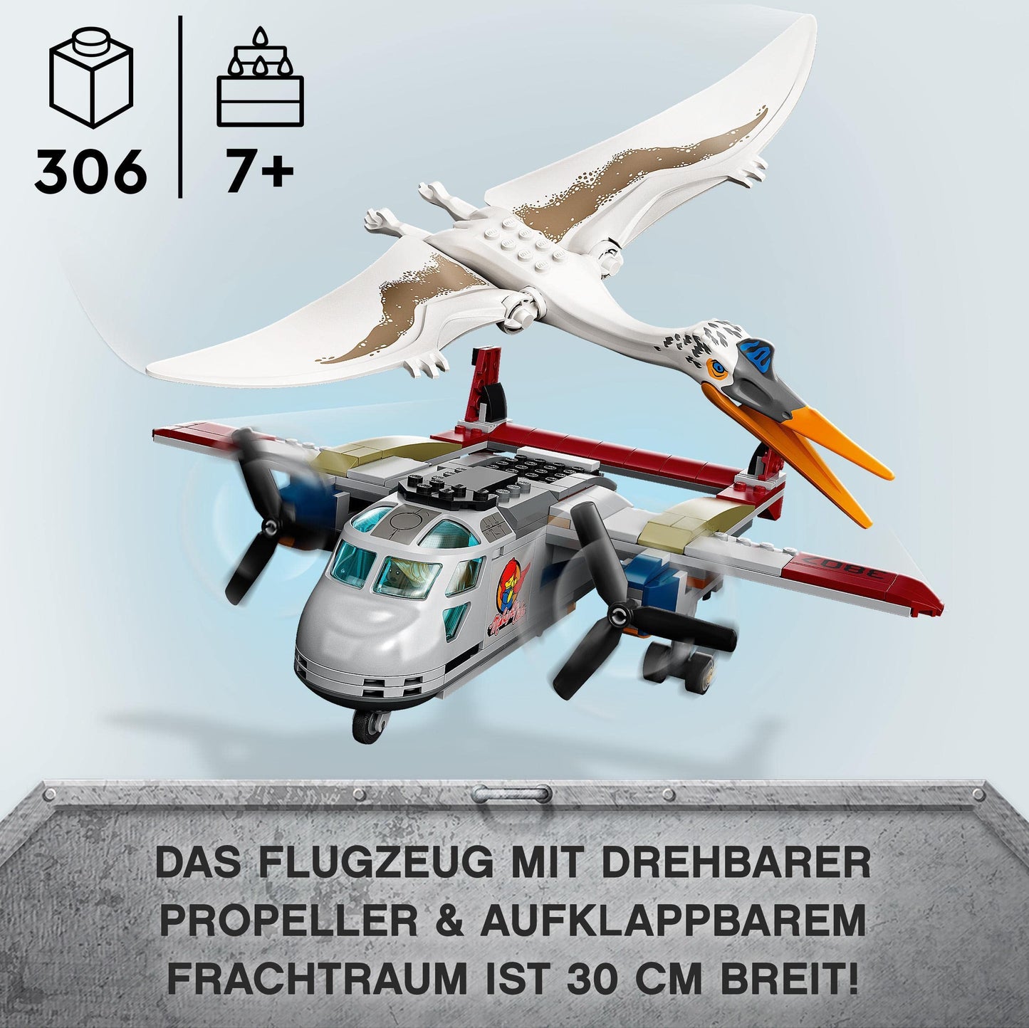 LEGO 76947 Jurassic World Quetzalcoatlus: Plane Heist, dinosaur toy with figures, gift for kids aged 7+.