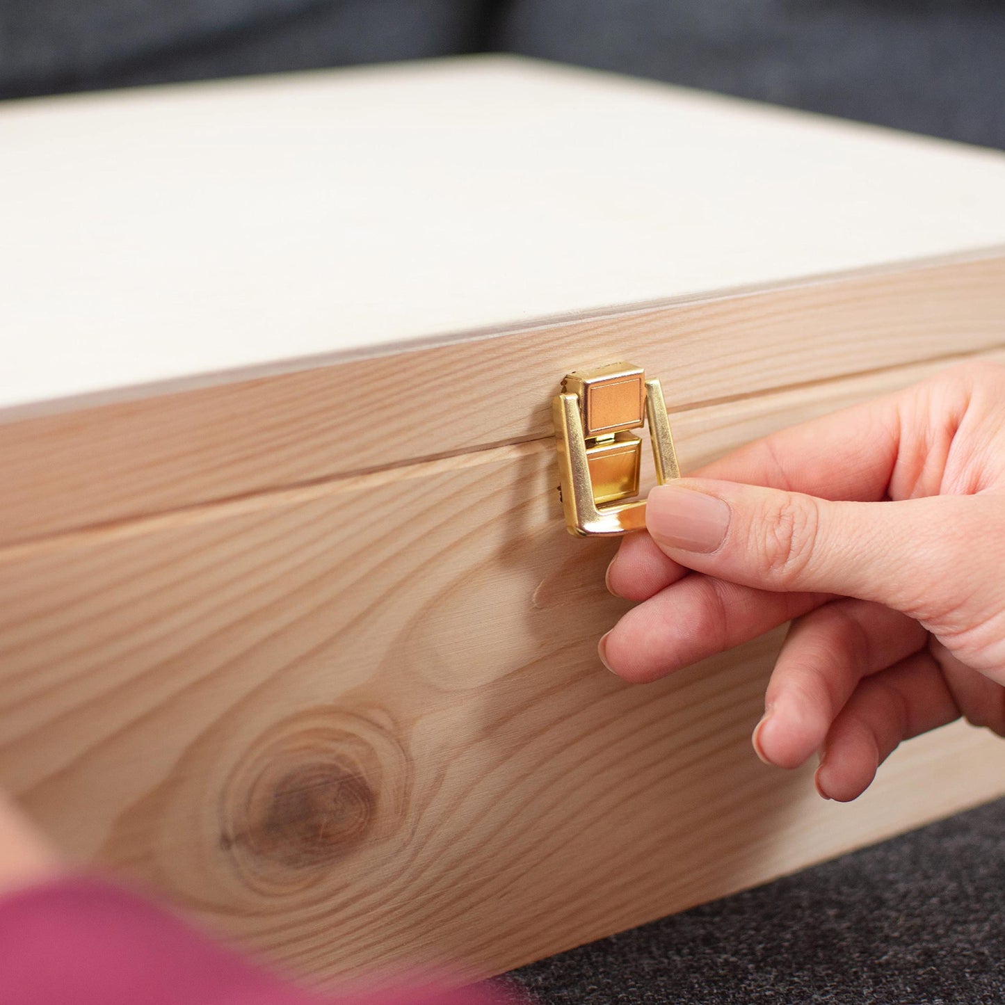 LAUBLUST wooden box with lid & lock - 40x30x14cm, natural - storage box | memory box, FSC® | crafting & gift box