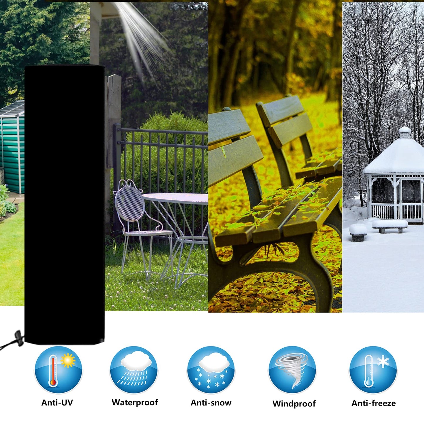 Protective cover for solar shower, 420D solar shower cover with UV coating, waterproof cover for solar shower in garden, outdoor shower cover (245 * 30 cm)