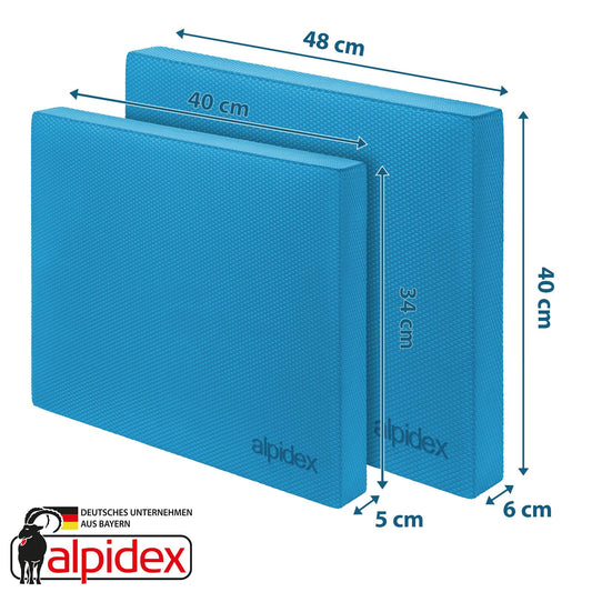 ALPIDEX Balance Pad 48x40x6 cm balance cushion Blue incl. 3 fitness bands Stability Coordination Improved balance Cushion Non-slip Wobble cushion Balance device Balance trainer