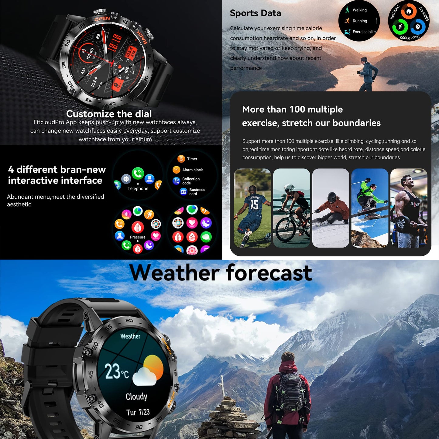 ZPIMY Smartwatch for men with phone function 1.39" Full Touchscreen Watches Fitness Tracker 123 sports modes Activity Tracker 5ATM Waterproof Watch with Sleep Monitor Pedometer (Silver)