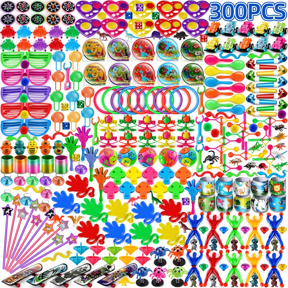 AmyBenton Kids Birthday Party Favor Set, 300pcs Pinata Fillers, Giveaways Kids Birthday, Goodie Bag Kids Birthday, Guest Gift Kids Birthday Girl Boy