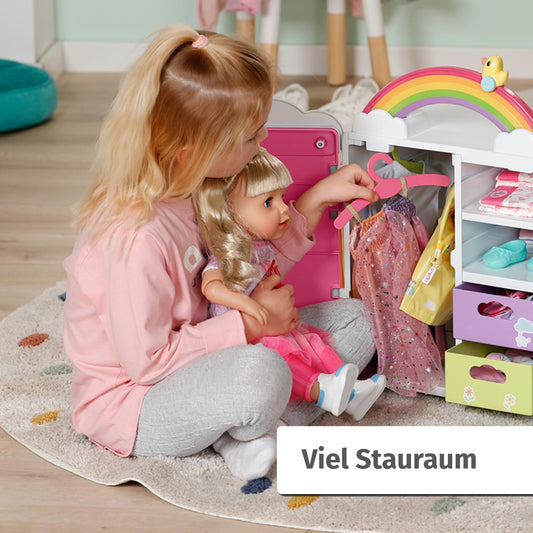 BABY born Rainbow Wardrobe, doll clothes closet, storage for doll clothing with glowing rainbow and cheerful sounds, 836040 Zapf Creation