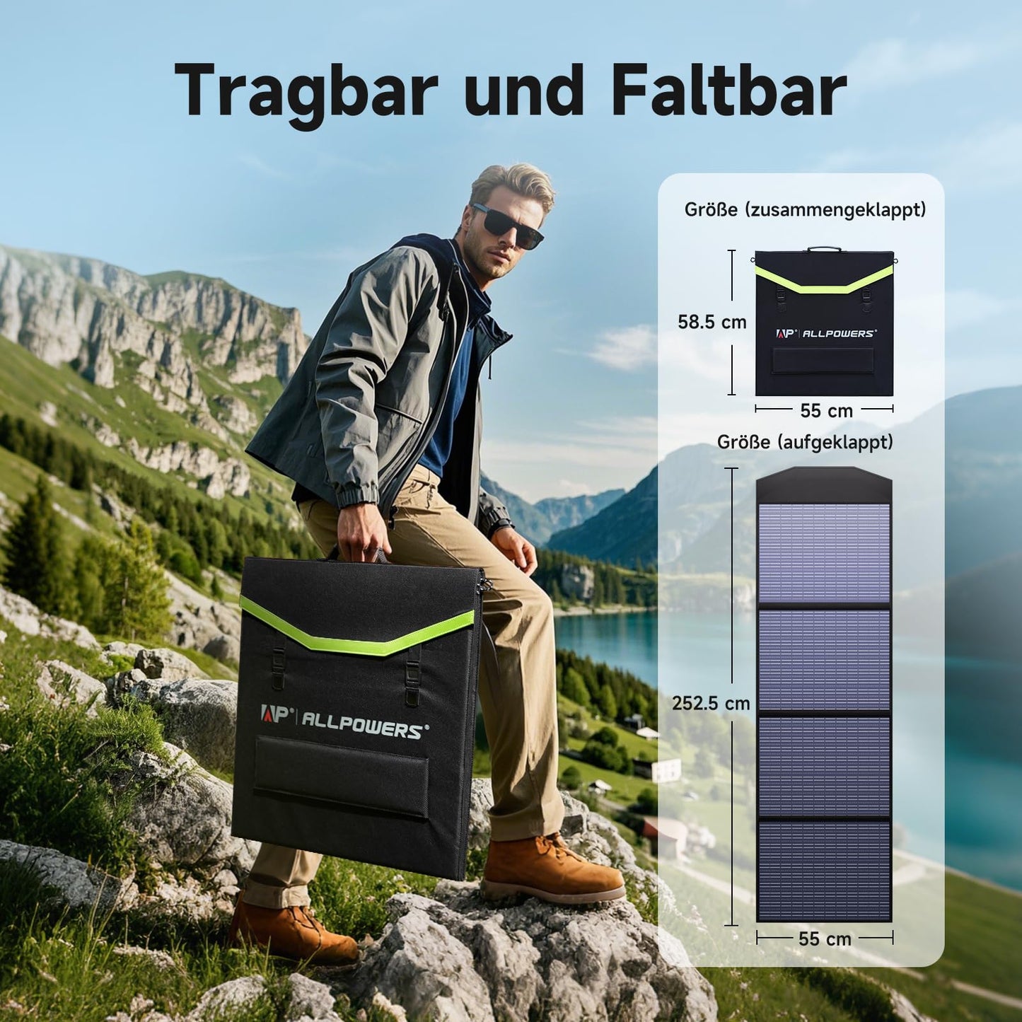 ALLPOWERS 200W Foldable Solar Panel, Monocrystalline Solar Modules, IP67 Waterproof & Durable Solar Charger for Power Station Solar Generator Photovoltaic Module Solar System Camping RV