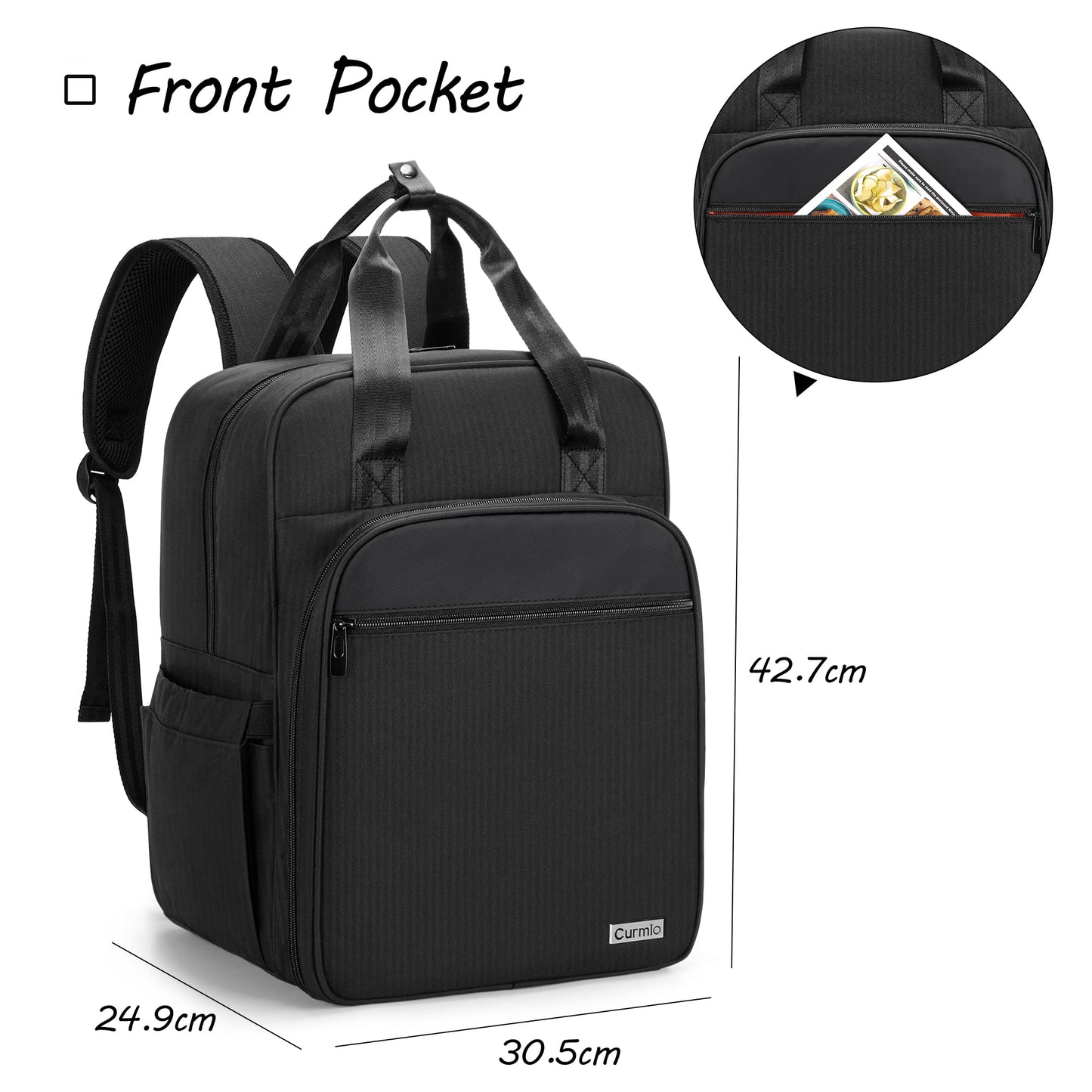 CURMIO Cocktail Shaker Set Bag, Storage Bag for Bartender Sets, Carry Bag for Barkeeper Set, Travel Bag for on the go, Cocktail Party or Wedding (NO COCKTAIL ACCESSORIES), Black