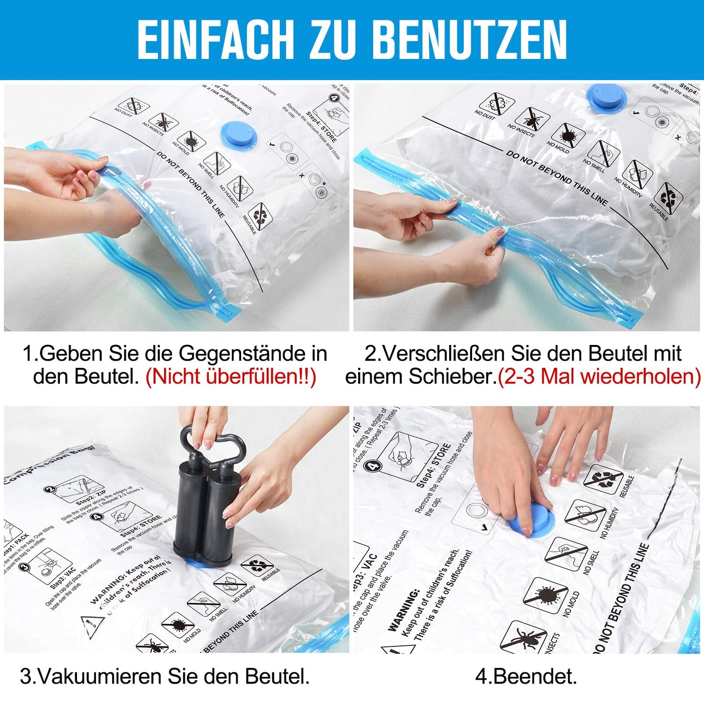 BoxLegend Vacuum Storage Bags for Clothes 21 Pack, Vacuum Sealer Bags 4 Extra Large + 4 Large + 4 Medium + 4 Small + 5 Rolls Vacuum Clothes Bags Storage Bags for Comforters, with Hand Pump.