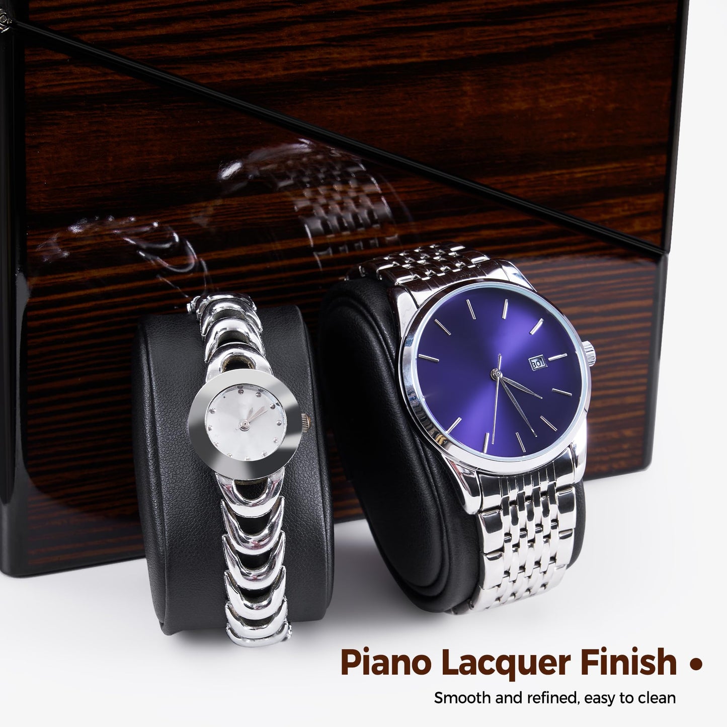 ANWBROAD Automatic Watch Winder Box 2 watches 4 rotation modes LED lighting & quiet Mabuchi motor luxurious Watch Winder for automatic watches Mechanical watch rotor Watch spinner JWW001Y