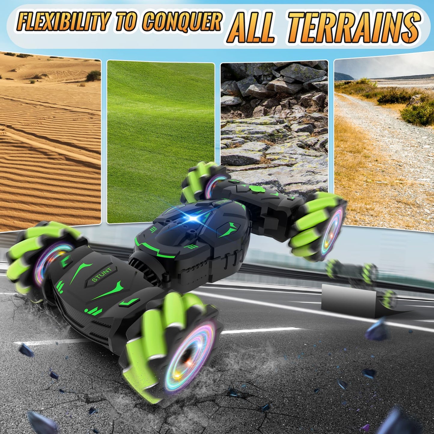 Pristar Remote Control Car 1:14 RC Drift Toy 2.4GHz 360 Rotation Handheld Stunt Drift 4WD Remote Control Car with Hand Control Gift for Boys Kids from 5 6 8 9 10 years old