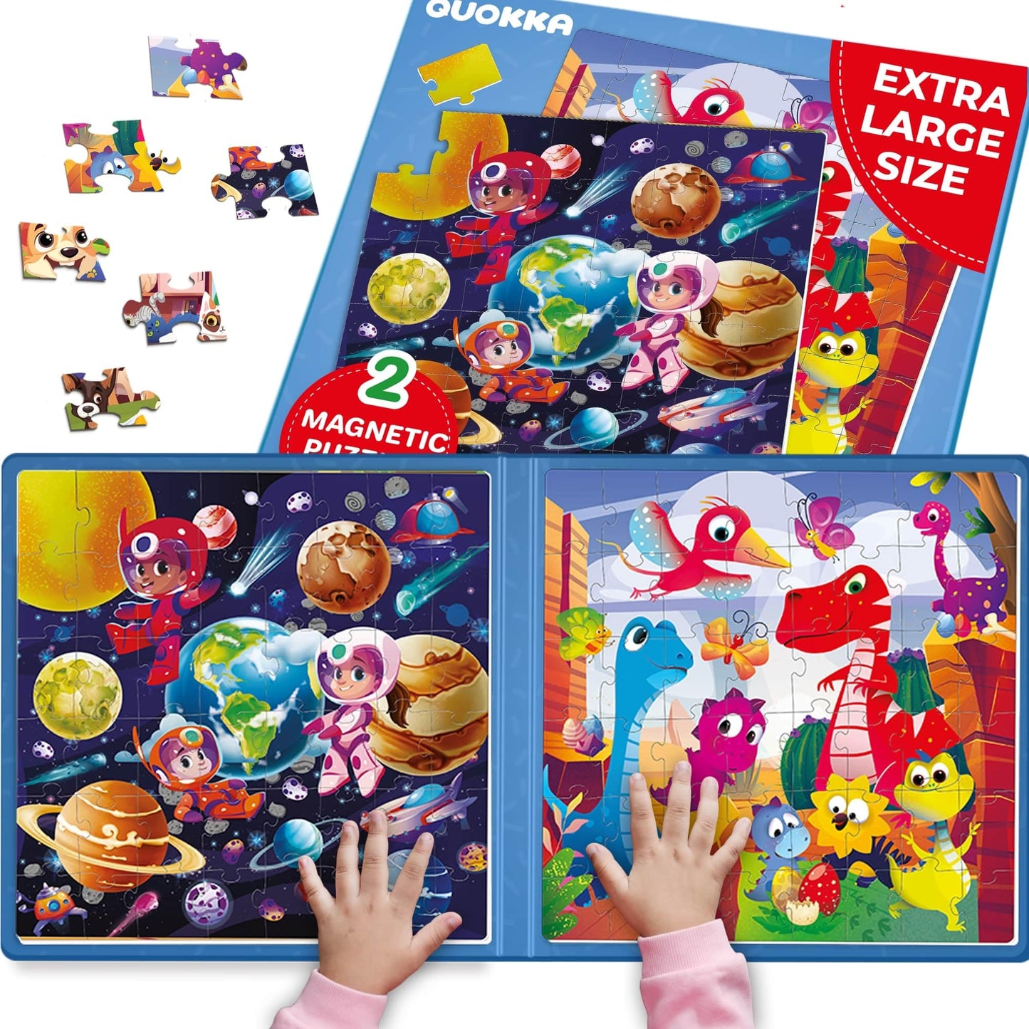 QUOKKA Magnetic Puzzle Game for Kids Ages 3-4 - 48-piece Puzzle Activity for Children on Airplanes & Car Rides - Dino Travel Games for Kids Ages 4-5-6 - Toy for Boys and Girls