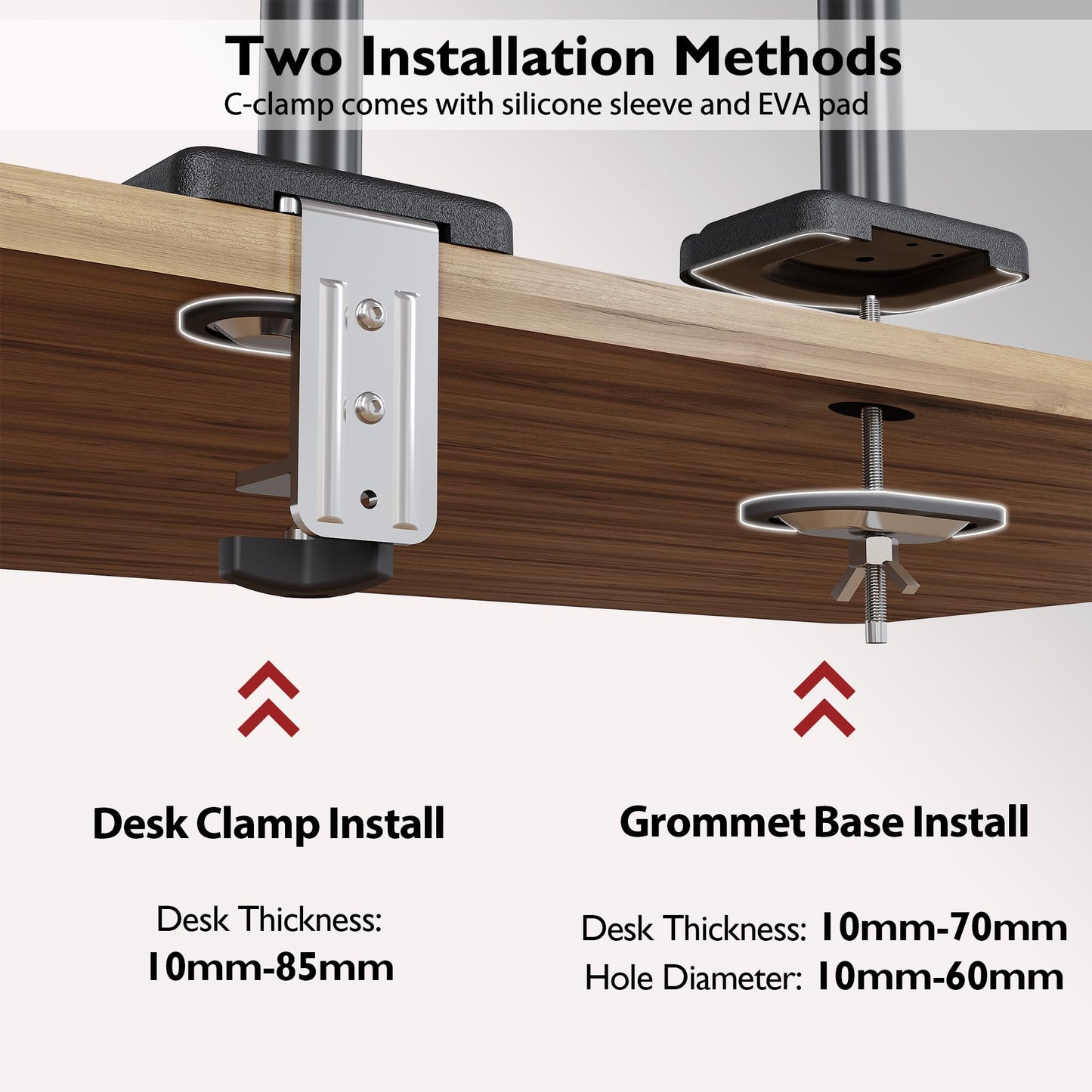 BONTEC Dual Monitor Stand for 13 to 32 inch LED-LCD Screens Holds 3-9 kg, Monitor Mount Height Adjustable Tilt Swivel and Rotate, VESA 75/100mm