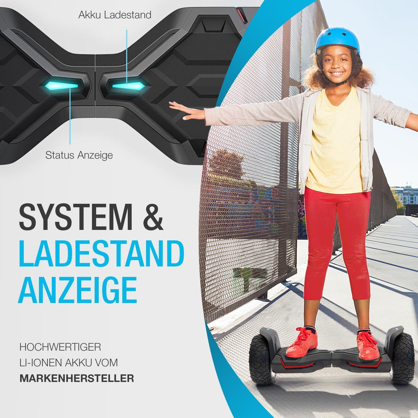 8.5" Premium Offroad Hoverboard Bluewheel HX510 SUV German Quality Brand - Kids Safety Mode & App - Bluetooth - Strong Dual Motor - Electric Skateboard Self Balance Scooter