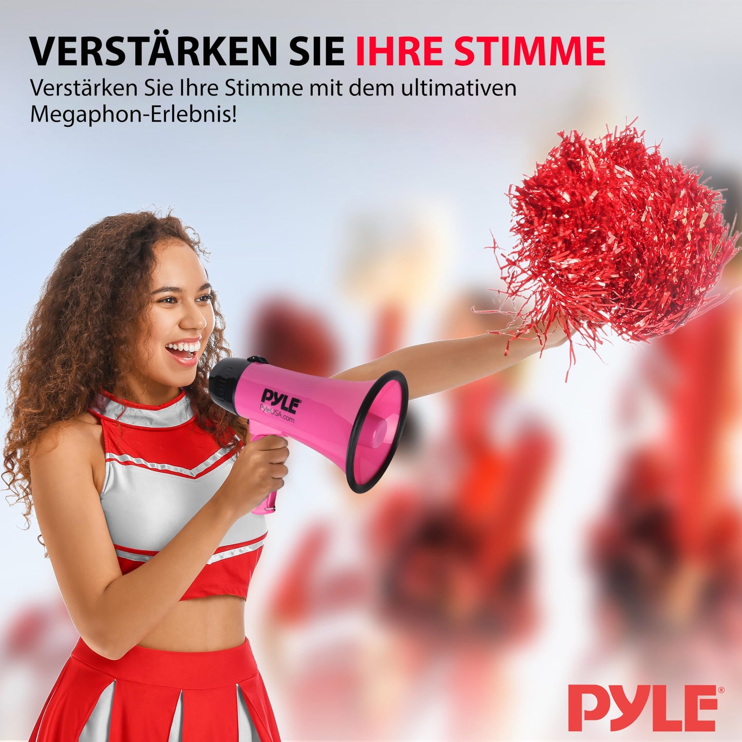 Pyle Megaphone with Siren, Signal Horn - Siren Megaphone - Mini Megaphone for Kids & Adults 20W, Foldable Megaphone with Siren & Microphone, Adjustable Volume & Battery Operated Range: 550m