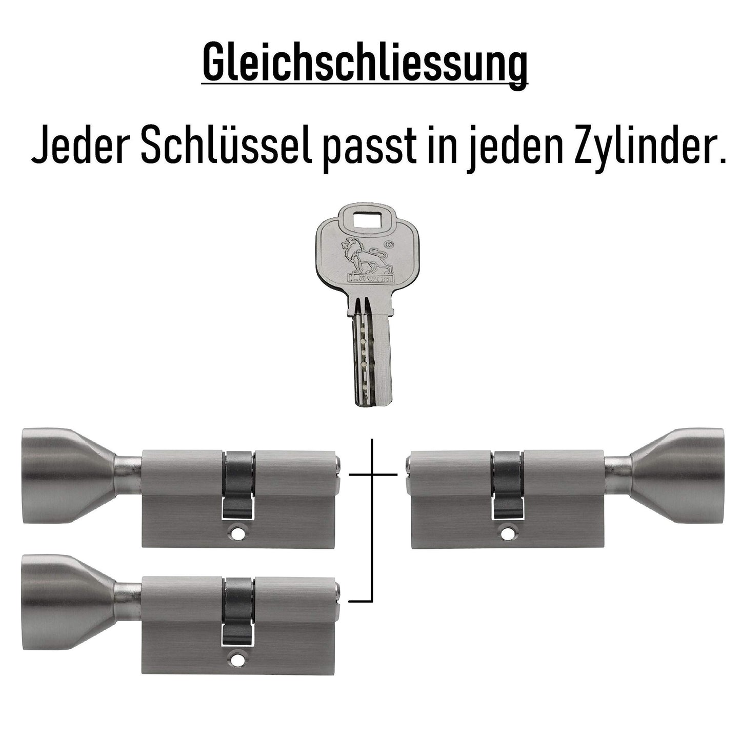 3x Euro Cylinder KSN 60 mm 30/30 Keyed Alike with 15 keys