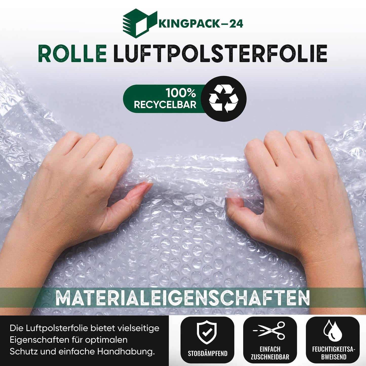 4 rolls of bubble wrap 30cm wide and 100m long KINGPACK-24 - perfect for moving or shipping delicate items