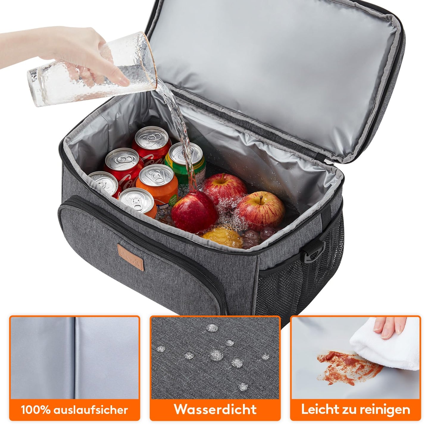 Lifewit Large Cooler Bag 30L, Collapsible Cooler Box, Insulated Lunch Bag, Lightweight, Portable Cooler, Double Layer for Picnic, Beach, Work, Travel, Dark Gray