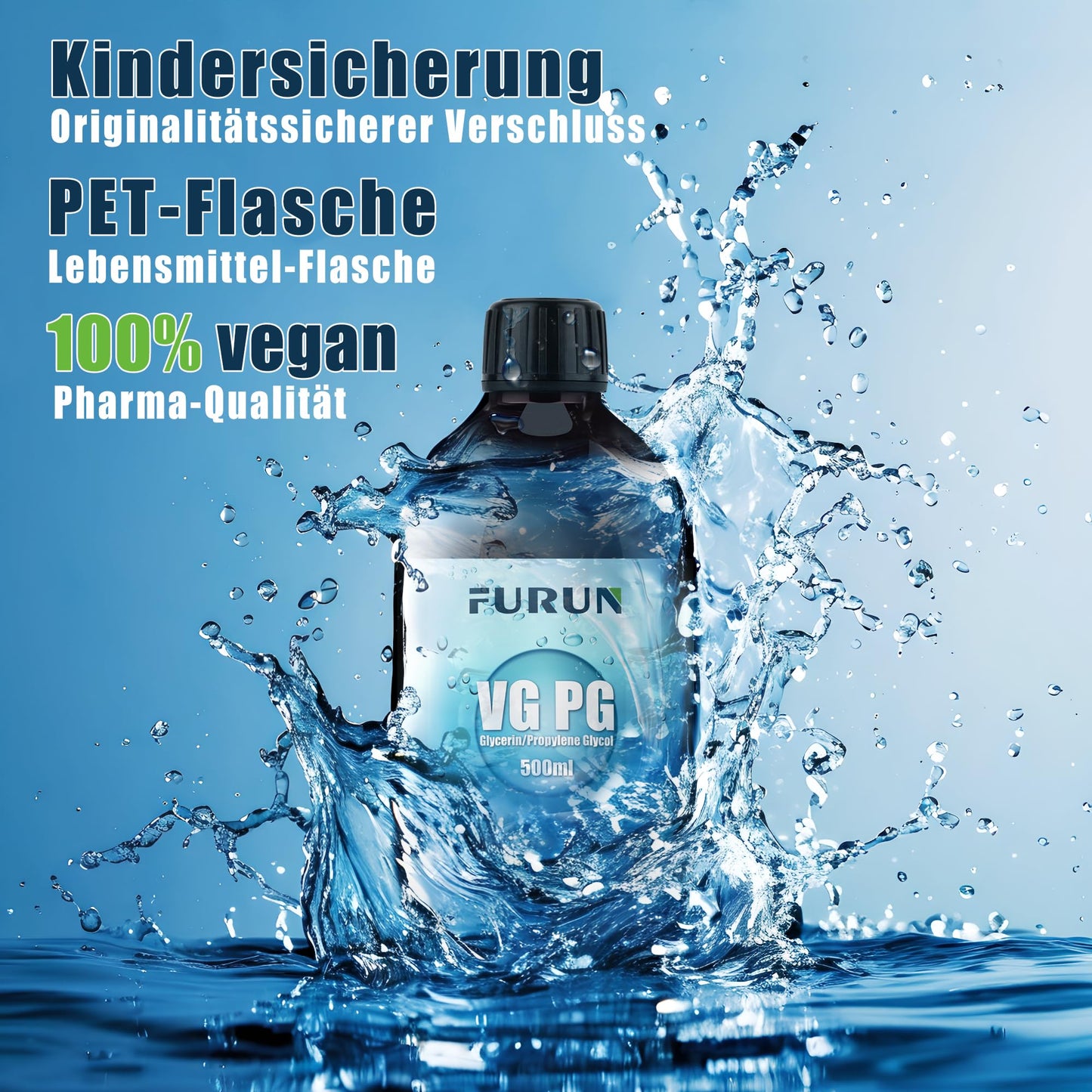 2 x 500ml 50% VG Glycerin / 50% PG Propylene Glycol, pharmaceutical grade, high purity 50% VG Glycerin liquid E422 / 50% PG Propylene Glycol liquid E1520- Pure, Vegan, 0% additives