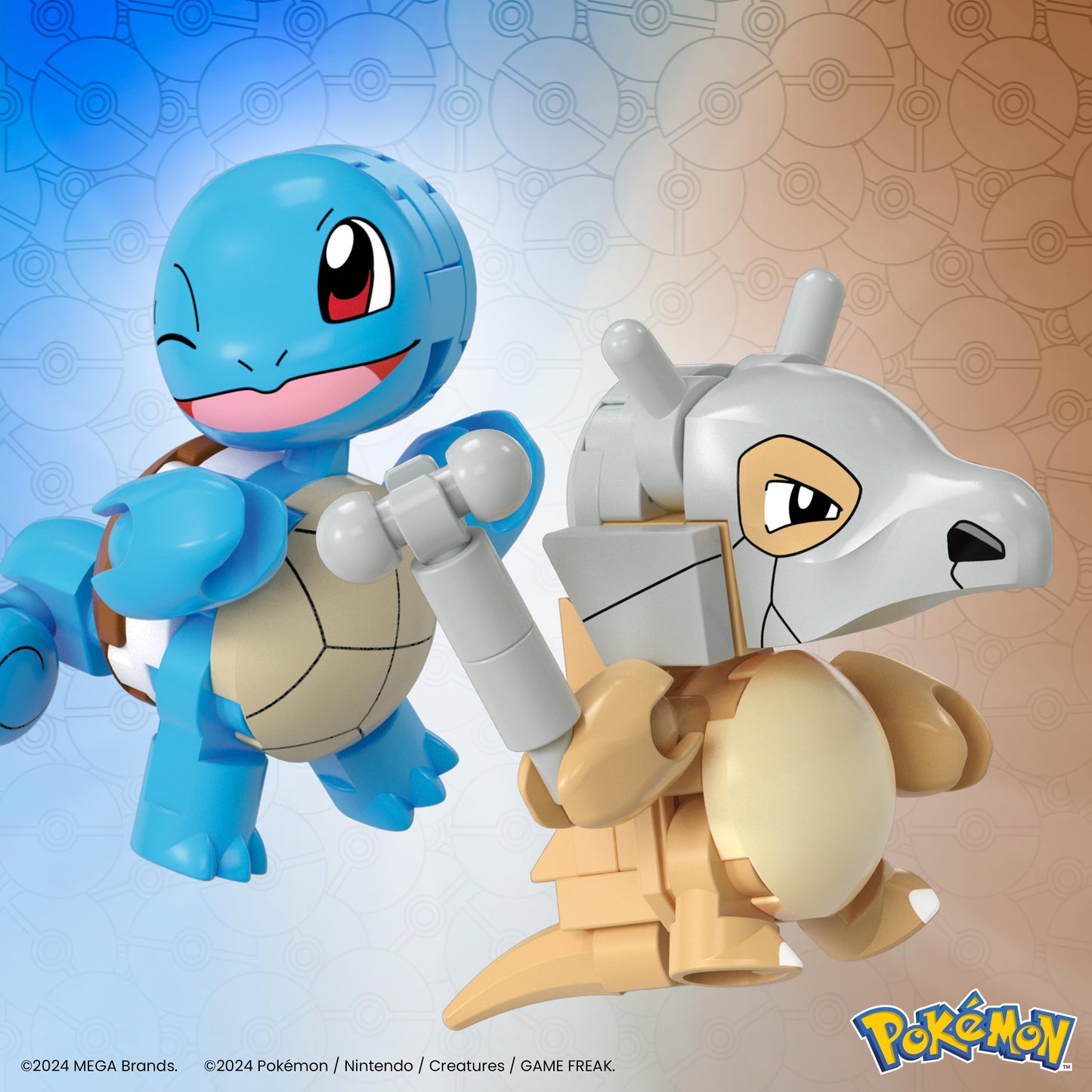 MEGA Pokémon action figure building toy set, 2-pack of Pokéballs, Squirtle and Rhyhorn with 45 pieces, for kids, HXP15