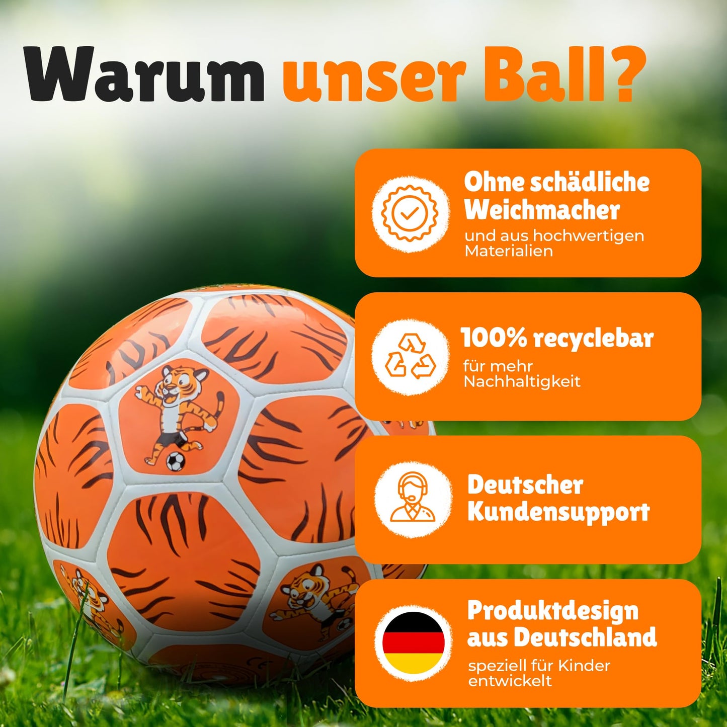 Soccer for kids I Soccer size 3 I Lightweight mini ball with tiger motif I Sturdy I Soft ball for 3 or 4 years old I Children's birthday party favor I Outdoor toy I Comes with ball needle