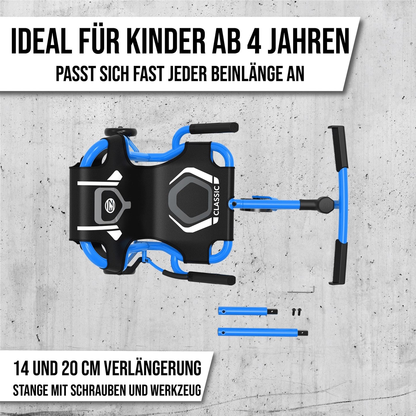 EzyRoller Classic X Kids Go Kart Drift Trike for ages 4-14 | Trike for up to 70 kg | Outdoor 1-seater for kids | Supports up to 70 kg | Pedal-powered vehicle