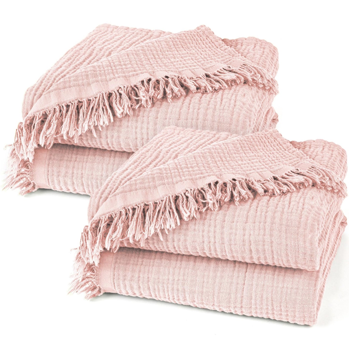 Pure Label 2-piece set Muslin blankets 220x240cm - Oeko-Tex certified cotton bedspreads | Muslin throw blankets for couch & sofa in XXL | Double pack 220 x 240 cm, color of the blanket Pink