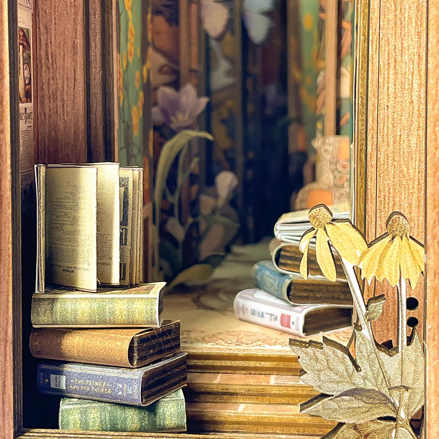 CUTEBEE DIY Book Nook Kit - DIY dollhouse miniature house kit with furniture and LED light, 3D wooden puzzle bookends, model kits for adults to build (Butterfly of Unknown Lands)
