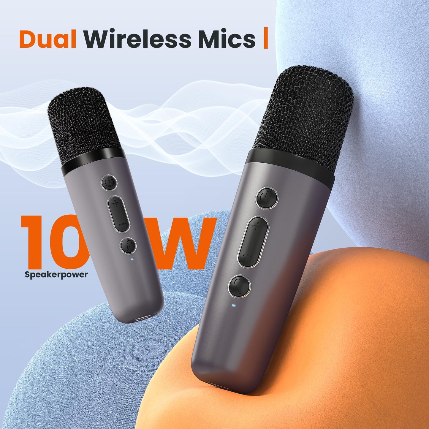 Ankuka Portable Karaoke Machine, Bluetooth Karaoke Speaker with 2 Microphones, Pickups and Party LED Lights, Gifts for Friends, Black