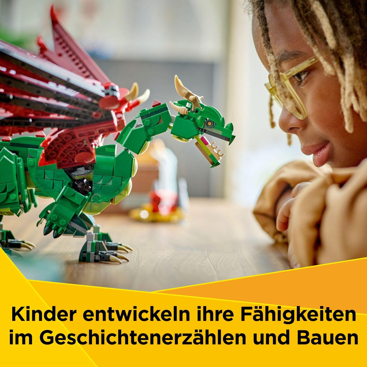 LEGO Creator 3in1 Green Dragon - Toy - Rebuildable into Toy Sea Serpent or Phoenix Figure - Animal Building Toy for Kids - Birthday Gift for Boys and Girls 9+ years 31161