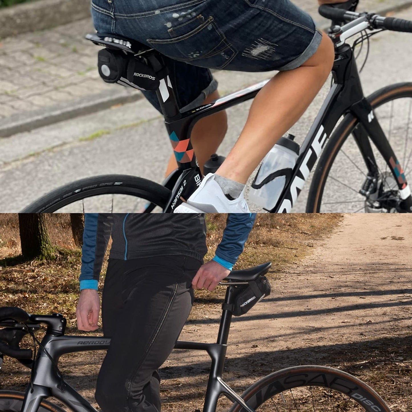 ROCKBROS Bicycle Saddle Bag Bike Seat Bag for MTB Road Bike Folding Bike 15*6.5*5CM* with mounting straps/bracket.
