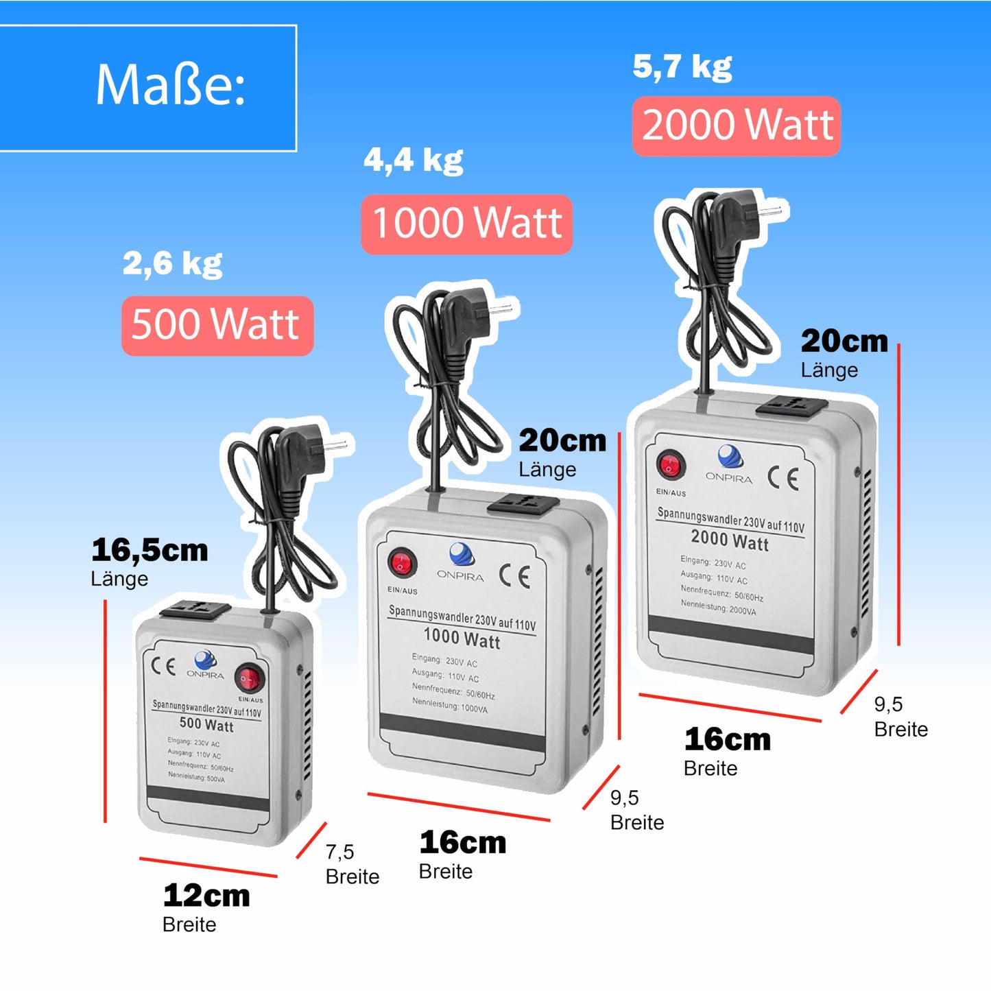220V to 110V voltage converter transformer converter 230V AC (500W)