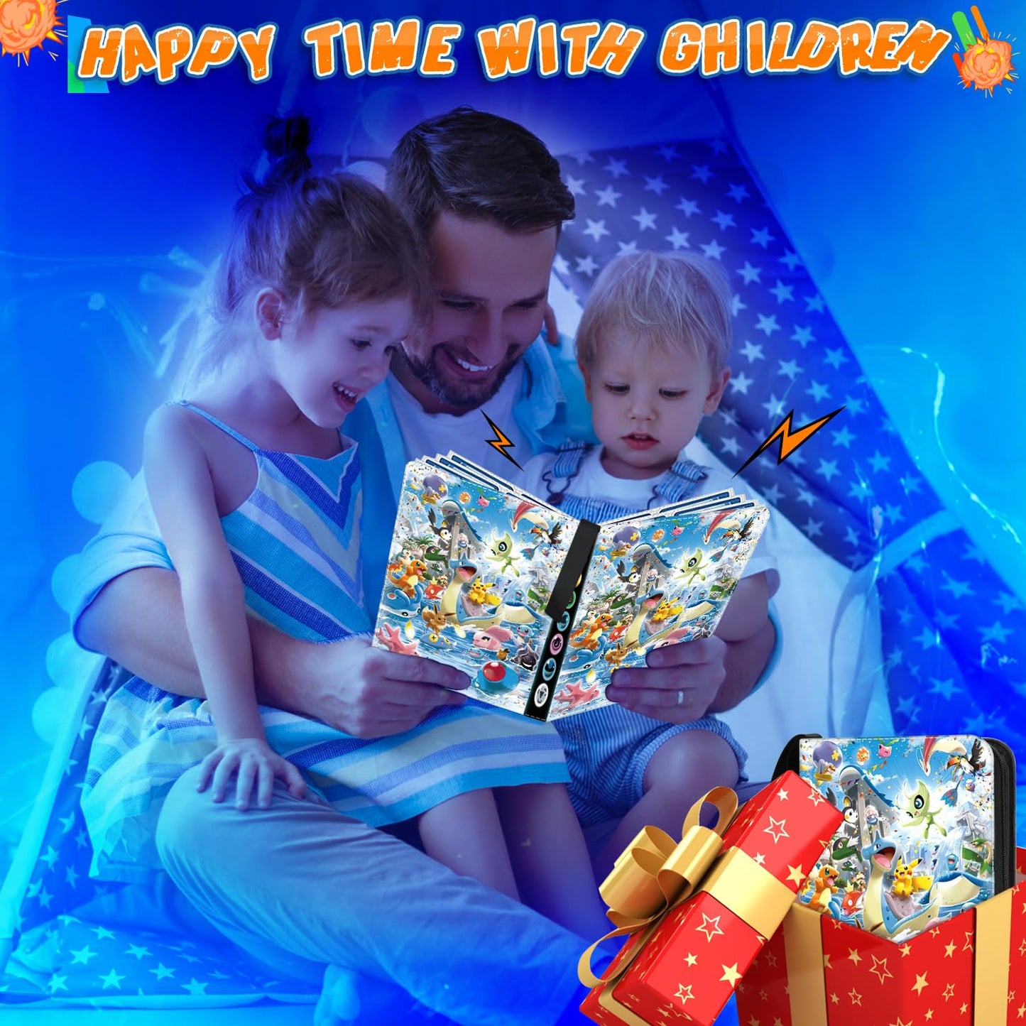 Collectible card album, 50 pages, 400 card capacity. Portable, waterproof card holder folder for kids. Great gift for collectors.