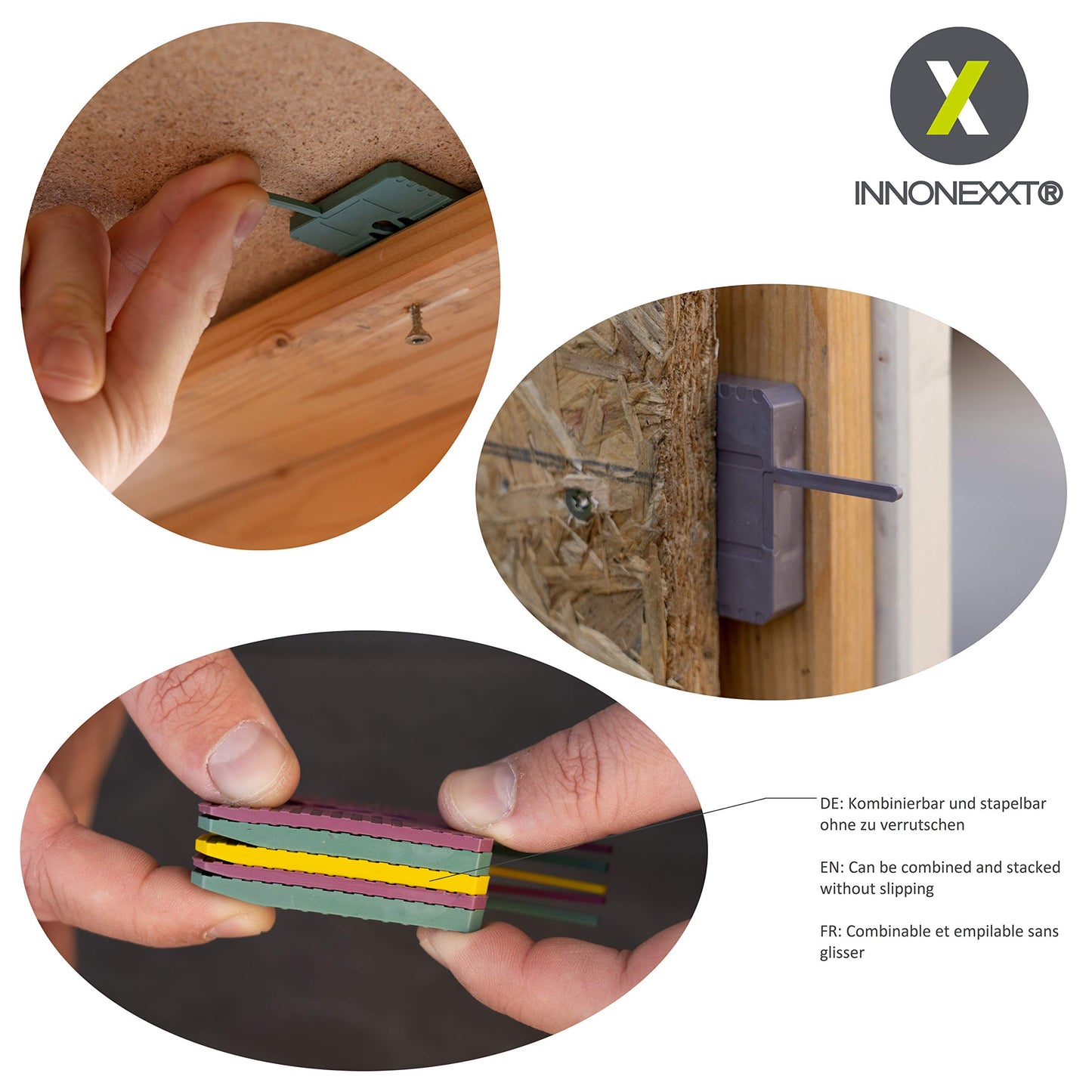 INNONEXXT® Premium Spacer | 60 x 45 mm | Shim plates, spacers, distance holders | Set: 1, 2, 3, 4, 5, 10 mm (300 x Spacers 60 x 45 mm)