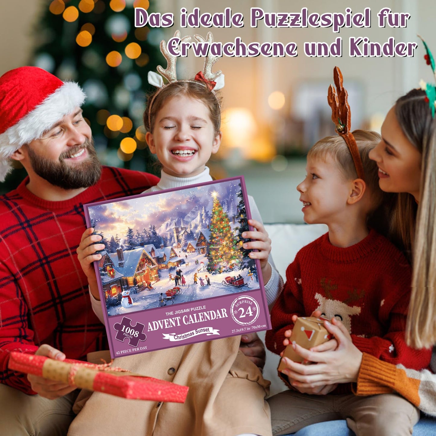 peiranup Jigsaw Puzzle Advent Calendar 2025, Family Vacation Puzzle 1008 Pieces Puzzles, 24 Boxes Puzzles for Countdown to Christmas, Home Decoration, Christmas Gifts for Adults