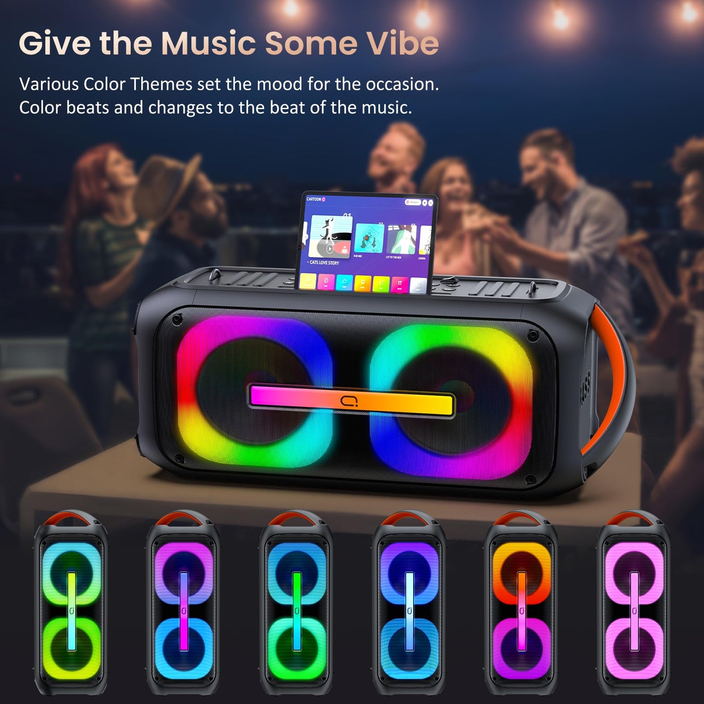 JAUXXIAN Karaoke machine with 2 microphones, large portable Bluetooth speaker with RGB light, karaoke system for karaoke, house party, PA system for adult party box supports TF/USB, AUX,Rec.